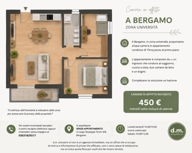 Camera libera da subito Bergamo tutto incluso