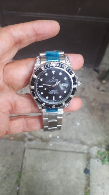 orologio submariner con zirconi acciaio cassa 40 mm subacqueo - Foto 2