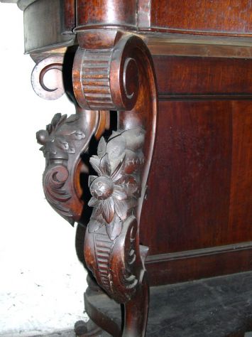 Antica consolle con specchiera Luigi Filippo in legno noce e marmo - Foto 5