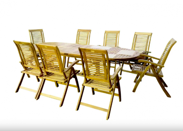 Set da giardino 1 tavolo 8 sedie in legno Hecht Royal SET