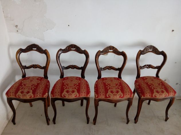 Sedie stile Luigi XVI in Legno Noce 4 pz imbottite