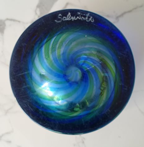 VASO SALVIATI IN VETRO DI MURANO BLU H 33 CM, D 23 CM - Foto 5