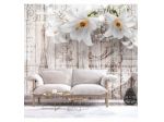 Fotomurale Adesivo Stile Legno Con 3 Fiori ARREDALACASA