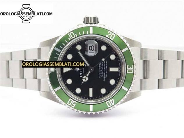 Rolex Replica SUBMARINER 16610 LV KERMIT VERDE ACCIAIO 904L 1:1 MIGLIOR EDIZIONE SU BRACCIALE SS SH3135 - Foto 4