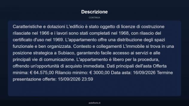 Immobile in asta di 79 m² in vendita a Subiaco - Foto 4