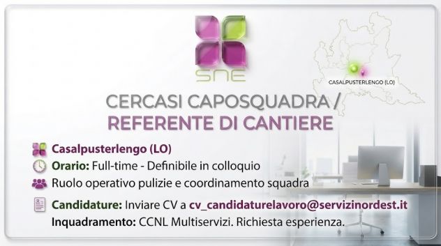 Referente caposquadra pulizie Casalpusterlengo