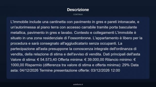 Immobile in asta di 100 m² con più di 5 locali e box auto in vendita a Fossombrone - Foto 13