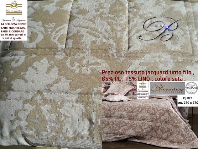 Trapunta leggera BLUMARINE in prezioso tessuto jacquard + 2 cuscini arredo - Foto 8