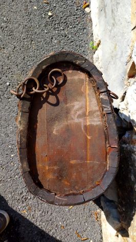 Antico Barile Ovale da Basto in Legno e Ferro Battuto – Antiquariato Rurale - Foto 3