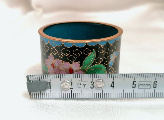 SET 6 ANTICHI PORTA-TOVAGLIOLO IN METALLO E SMALTI CLOISONNÉ, CINA, 1900. - Foto 8