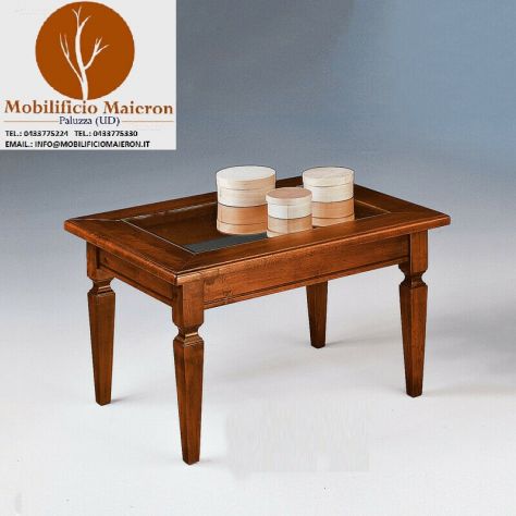 Mobili Rustici Venezia Tavolino da Salotto Con Vetro Stile Arte Povera cod 10942