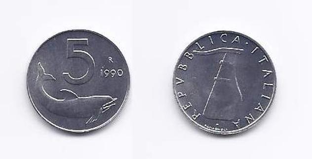 Usato, 5, 10, 20, 50 e 100 lire fior di conio del 1990 usato  Montebelluna