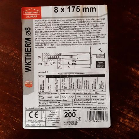 offro tasselli a battuta WKTHERM Klimas 8 x 175 mm. per cappotto mm. 140 - Foto 3