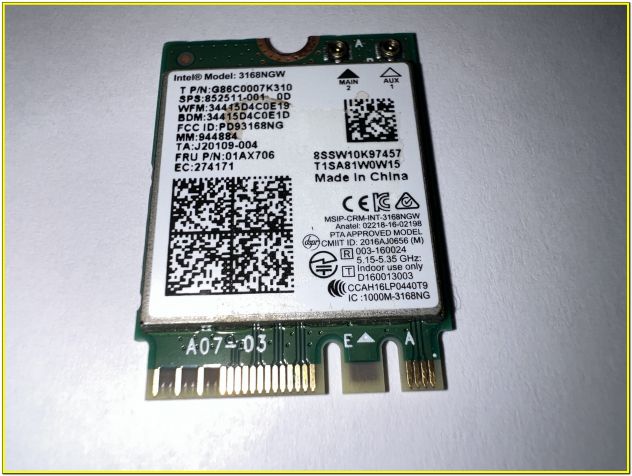 Scheda Wi?Fi Intel Dual Band AC 3168NGW M.2 NGFF - Foto 2