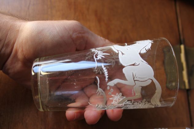 Vintage bicchiere con cavallo bianco anni 50/60 coppia di due da collezione glas - Foto 3