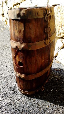 Antico Barile Ovale da Basto in Legno e Ferro Battuto – Antiquariato Rurale - Foto 5