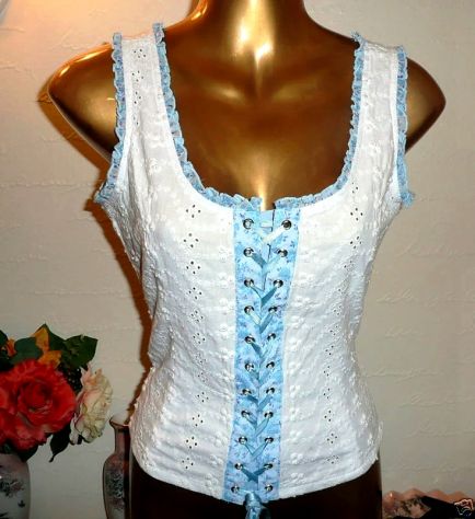CORPETTO CORSETTO *SANGALLO* CON LACCI RASO, RICAMI, PERLINE ***NUOVO***