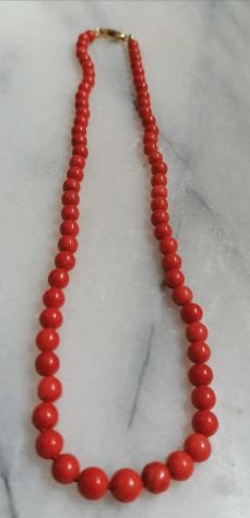 COLLANA SCALARE IN AUTENTICO CORALLO ROSSO MEDITERRANEO CHIUSURA ARGENTO. - Foto 7