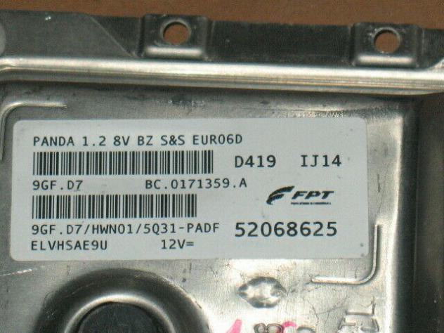 52068625 9GFD7 ECU FIAT PANDA 1.2 8V EURO6D 52068625 9GF.D7 HWN01 9GF - Foto 2