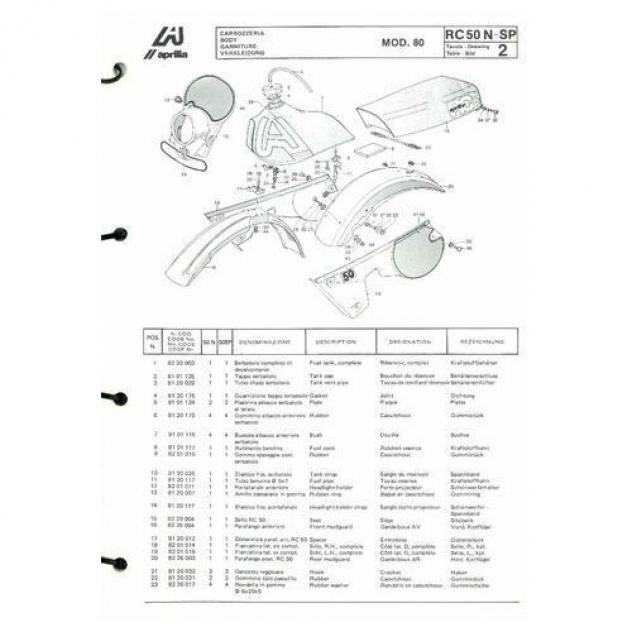 Catalogo ricambi in PDF per Aprilia RC 50 N SP anni 80 - Foto 2