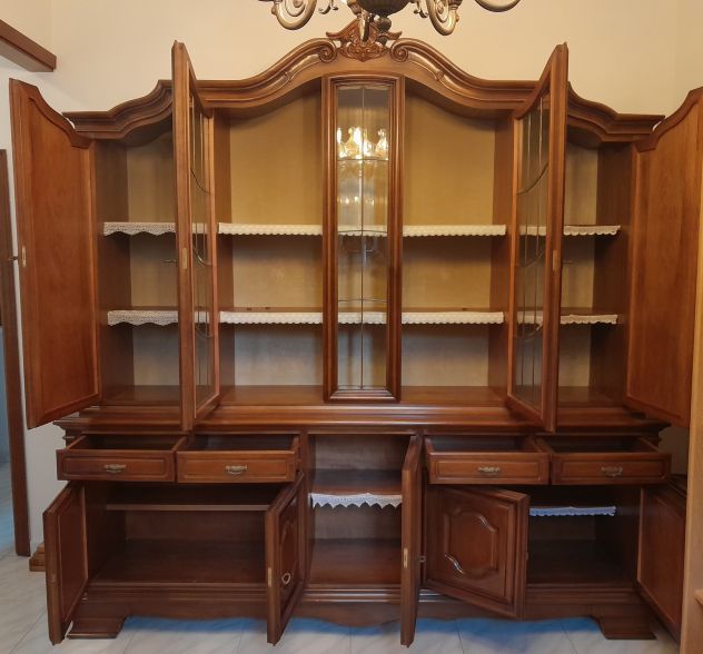 Sala Vetrina Credenza in legno massello e cristalli molati - Foto 3