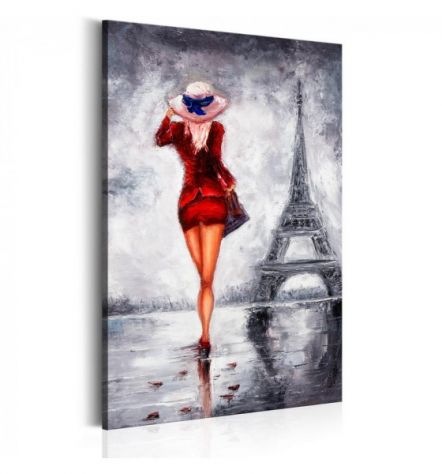 Quadro Ragazza A Parigi Col Vestito Rosso ARREDALACASA
