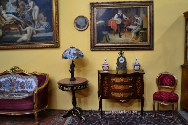 Tavolino tondo con piano in marmo stile Napoleone III - Foto 6