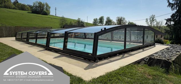 Tettoie e Coperture per Piscine, Copertura telescopica per Piscina 3,7x6,4x0,8 - Foto 5