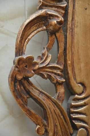 Antica Specchiera da Parete in Legno Massello Scolpito e Dorato - Stile Rococò - Foto 4