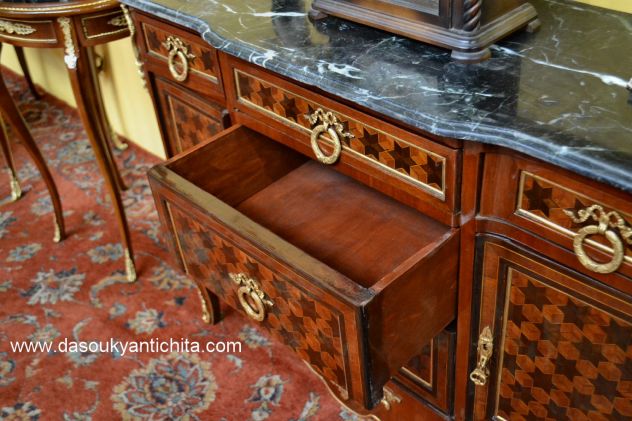 Servante stile Luigi XV transizione lastronata a marqueterie - Foto 9
