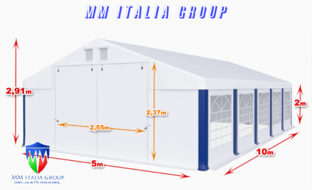 Tensostrutture 5 x 10 in Pvc con chiusure extra con Velcro EcoPlus - Foto 4