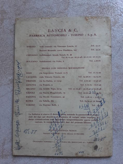 LANCIA FLAVIA USO E MANUTENZIONE ANNO 1964 ORIGINALE - Foto 3
