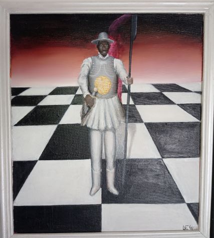 Scacchi viventi -olio su tela - 40x35 cm