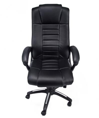POLTRONA UFFICIO ERGONOMICA GIREVOLE IN ECOPELLE NERA - DIREZIONALE MODELLO REVOLUTION - NUOVA - Foto 4