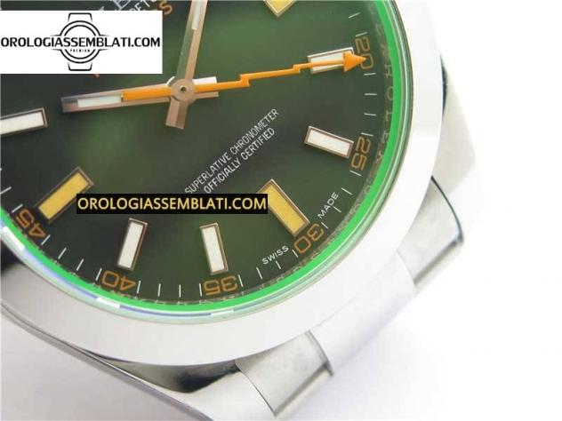 Replica Rolex Assemblata MILGAUSS 116400 GV ACCIAIO 904L 1:1 BEST EDITION QUADRANTE NERO SUL BRACCIALE SH3131 - Foto 5