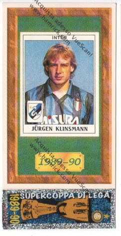 FIGURINA PANINI N° 180 COMPLETA DI STRISCIA - JURGEN KLISMANN INTER 1989-90 -