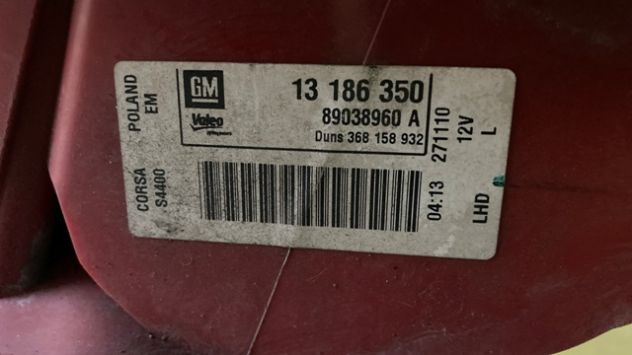Fanale posteriore SX Opel Corsa D del 2009 (13186350) - Foto 3