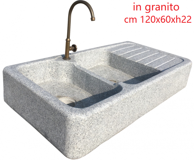 Lavello lavandino in pietra granito con giglio di Firenze 120 cm - Foto 10