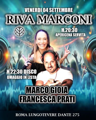 31/08  - 23/09:Apericena a Roma Venerdi 4 Settembre Riva Marconi info 3391047611