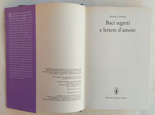 Baci segreti e lettere d'amore di Rowan Coleman 1°Ed.Newton Compton Editori,2012 - Foto 6