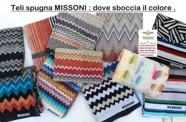 TELI SPUGNA MISSONI MARE BAGNO SAUNA ECC. VARI MODELLI E PREZZI