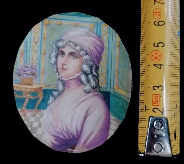 ANTICA MINIATURA LIBERTY DI GIOVANE DAMA, FIRMATA. EPOCA INIZIO 1900. - Foto 9