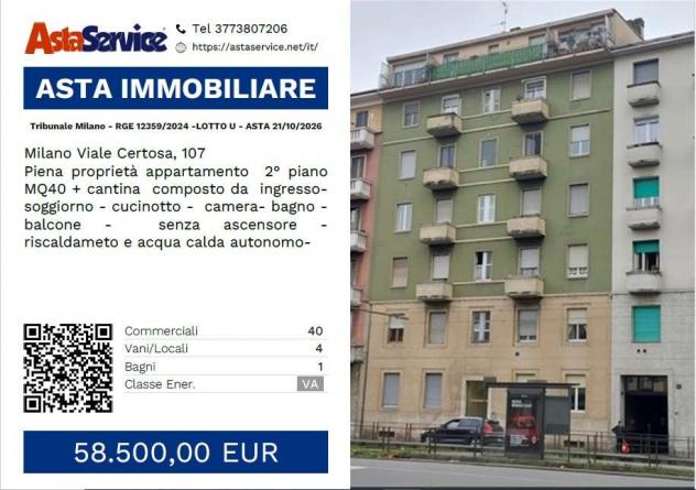 Tribunale Milano - RGE 12359/2024 - LOTTO U - Tribunale Milano - RGE 12359/2024 -LOTTO U - ASTA 21/10/2026
