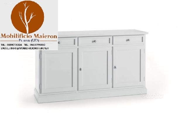 Mobili Rustici Modena Credenze in Legno 3 Ante Nuove cod 66 Color Bianco