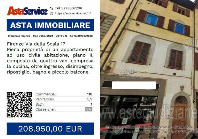 Tribunale Firenze - RGE 7050/2022 - LOTTO U - Tribunale Firenze - RGE 7050/2022 - LOTTO U - ASTA 30/09/2026