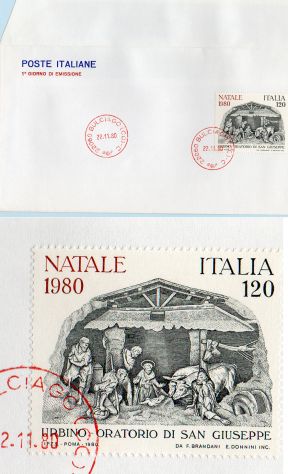 POSTE ITALIANE PRIMO GIORNO EMISSIONE N A T A L E 1980 - Foto 2