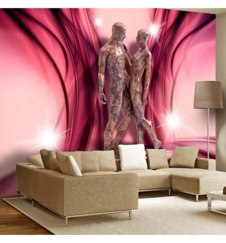 Fotomurale Adesivo Con 2 Innamorati Sfondo Bordeaux Arredalacasa