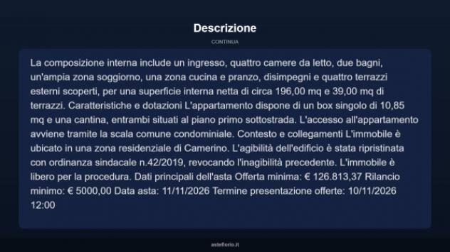 Immobile in asta di 205 m² con più di 5 locali e box auto in vendita a Camerino - Foto 17