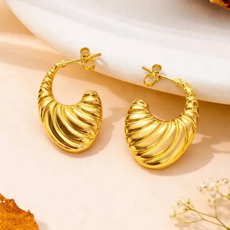 Gold Chunky Huggie Hoop Earrings for Women