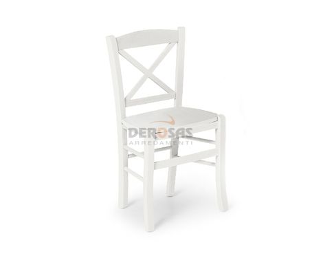 Sedia bianco opaco in legno massello